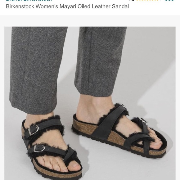 Birkenstock Mayari oiled leather shearling sandals. - Picture 1 of 11